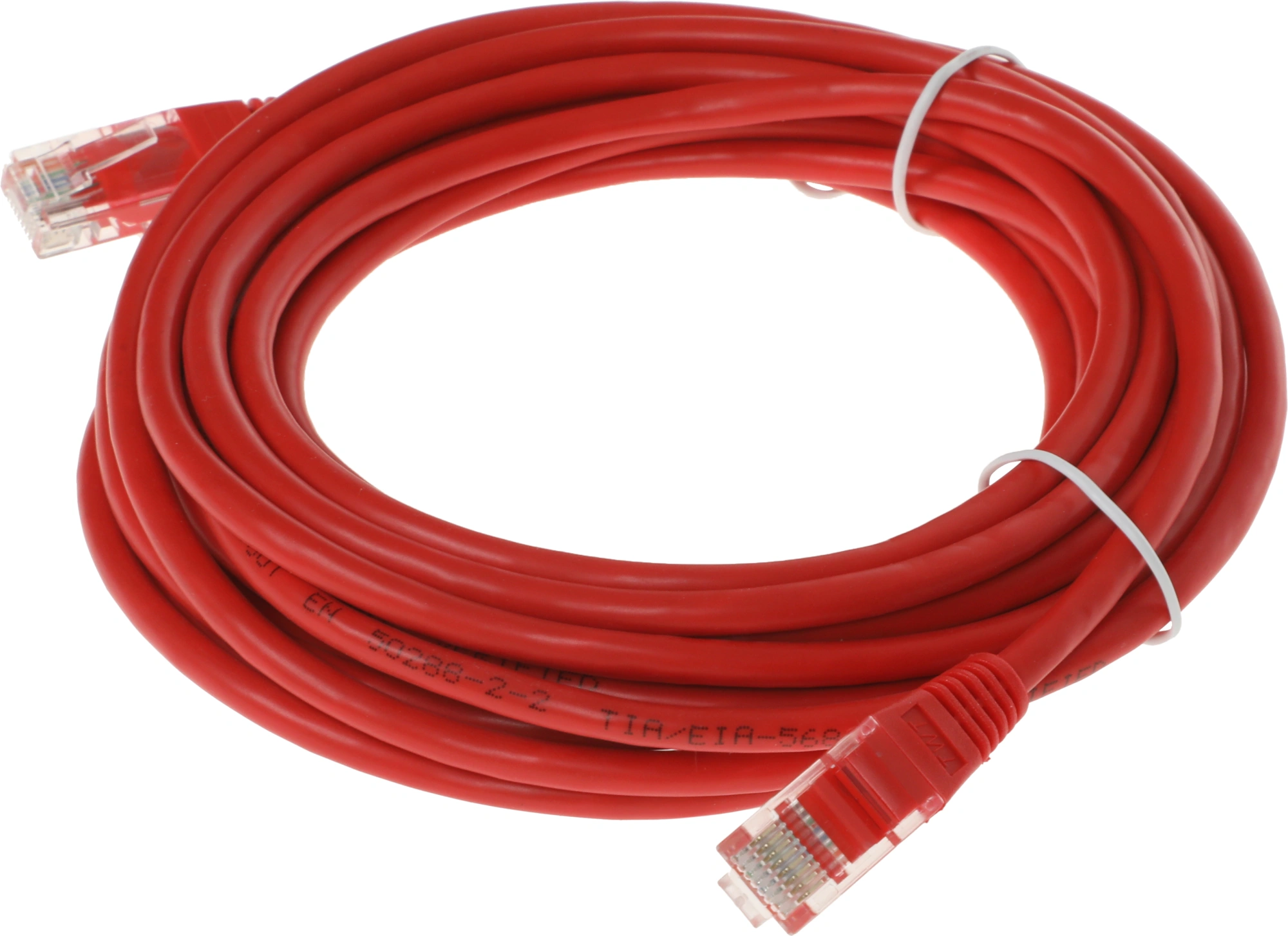 Патч-корд Lanmaster TWT-45-45-5.0-RD UTP RJ-45 вил.-вилка RJ-45 кат.5E 5м красный ПВХ (уп.:1шт) — миниатюра 2