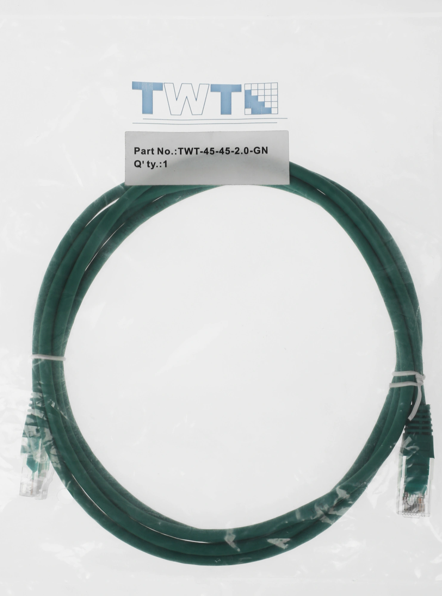 Патч-корд Lanmaster UTP TWT-45-45-2.0-GN UTP RJ-45 вил.-вилка RJ-45 кат.5E 2м зеленый ПВХ — фото 1
