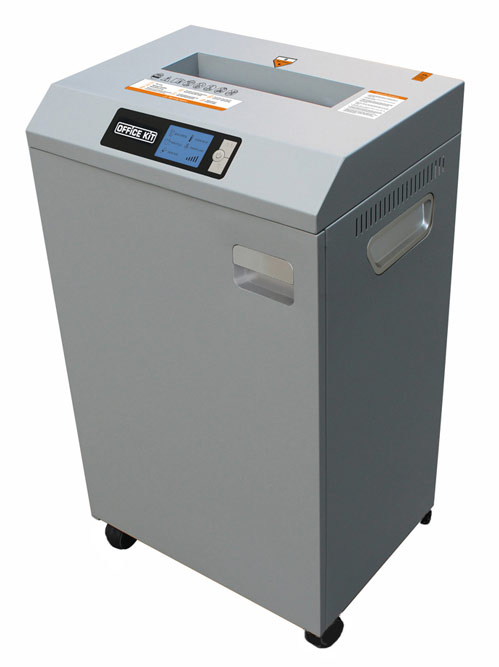 Шредер Office Kit S850 3.9х25 (секр.P-4) фрагменты 28лист. 85лтр. скрепки скобы пл.карты CD — фото 1