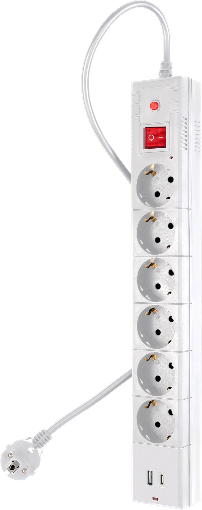 Сетевой фильтр Buro BU-SP3_USB_2A-W 3м (6 розеток) белый (коробка) — миниатюра 2
