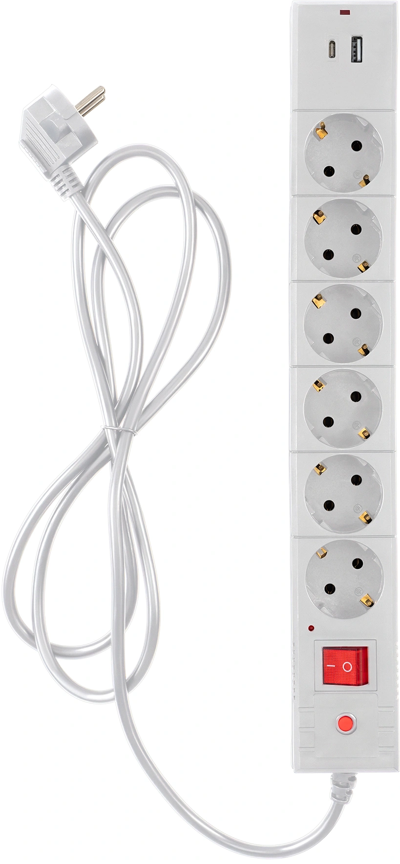 Сетевой фильтр Buro BU-SP3_USB_2A-W 3м (6 розеток) белый (коробка) — миниатюра 3